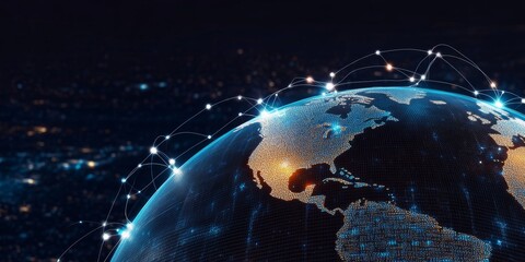 Digital Planet Earth Visualization Showcasing Global Connections and Advanced Technology Network