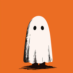 Vector illustration of Cute Gost for Halloween wall poster
