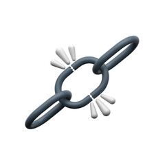 3D broken link icon symbolizing disconnected or error link.