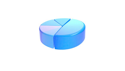 3D isometric pie chart illustration in shades of blue on a black background