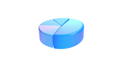 3D isometric pie chart illustration in shades of blue on a black background
