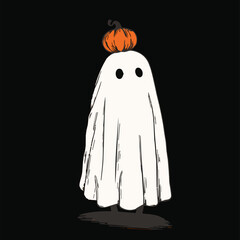 Vector illustration of Cute Gost for Halloween wall poster