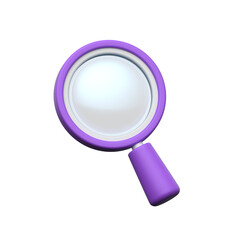 3D magnifying glass icon symbolizing search, zoom, and find.