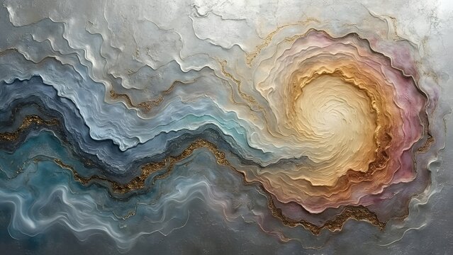 Abstract Swirling Landscape Painting Gold Texture - Powered by Adobe