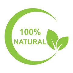 natural 100% label product icon vector
