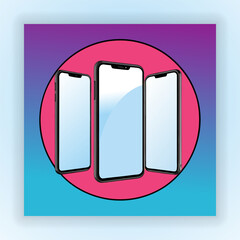 Modern Smartphone Mockup Set – Blank Screen Mobile Template on Gradient Background