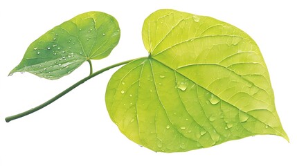 Obraz premium Vibrant Green Leaf with Dew Drops Close Up