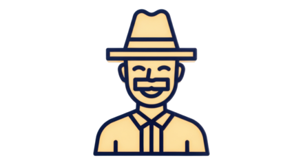 Isolated person with hat, wearing yellow shirt, icon illustration, graphic element art