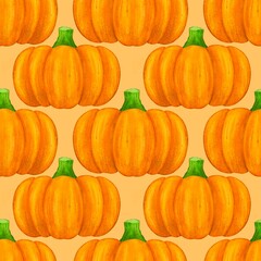 Feehand pumpkin pattern background. pumpkin vactor design for background, style nature with space for text - design for background social media, postcards, poster, business card, brochure other.