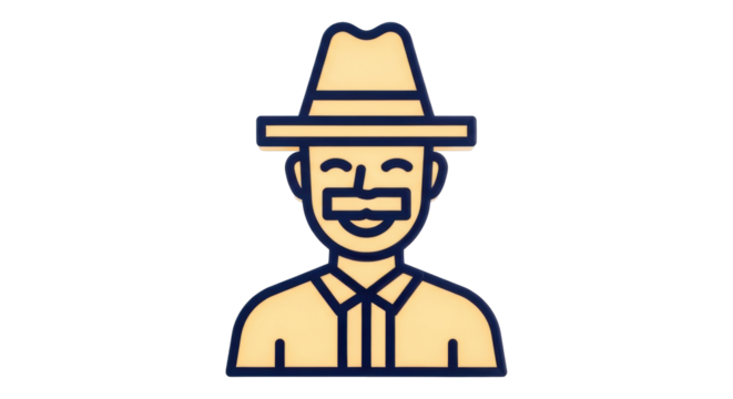 Isolated person with hat, wearing yellow shirt, icon illustration, graphic element art