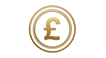 Isolated Pound Symbol in Gold Color, currency of United Kingdom, illustration and design