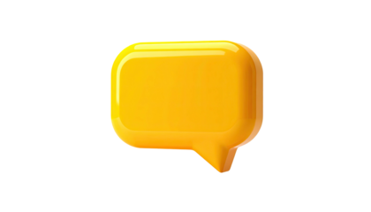 Glossy, golden-yellow speech bubble icon isolated on a black background