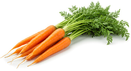 Fresh organic carrots with green tops healthy eating raw carrots vegetable carrots bunch on transparent background