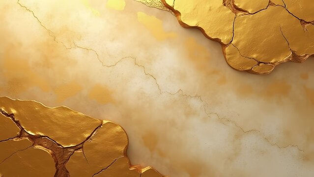 Abstract Gold Texture Background Cracked Golden Surface Design - Powered by Adobe