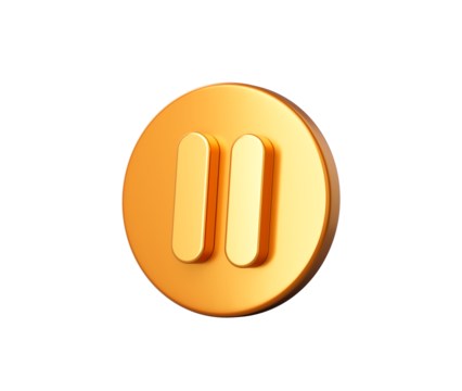 Elegant 3D golden pause button, ideal for UI and multimedia designs, 3D illustration - Powered by Adobe