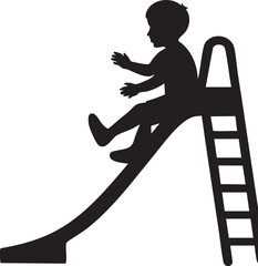 Child on Slide Silhouettes Vector