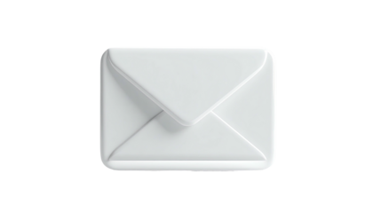 Rendered, opaque, white, rectangular envelope on a black background