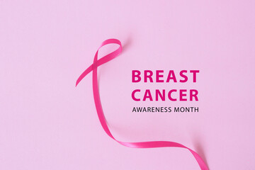 healthcare and medicine concept. pink breast cancer awareness ribbon.