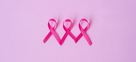 healthcare and medicine concept. pink breast cancer awareness ribbon.