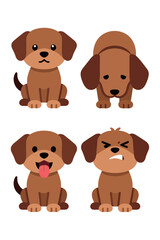 Cute Cartoon Dog Puppy Character Vector Set with Happy, Sad, and Angry Emotions
