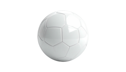 A pristine white soccer ball, floating against a stark black background