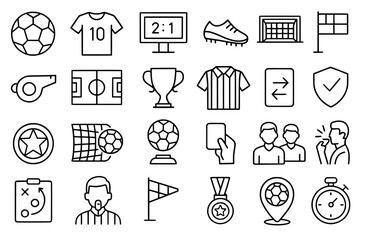 Vector outline, Icon pack, icon sheet, football / soccer theme