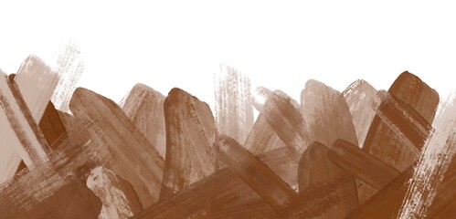 Brown abstract brush strokes isolated on transparent background