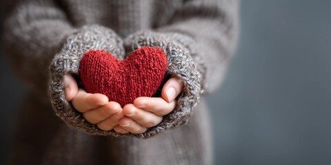 Fototapeta premium Hands holding heart for kindness and compassion awareness,copy space,web banner,love concept.