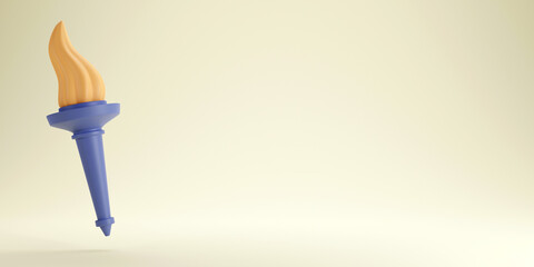 3D rendering of Torchlight with burning fire on pastel background