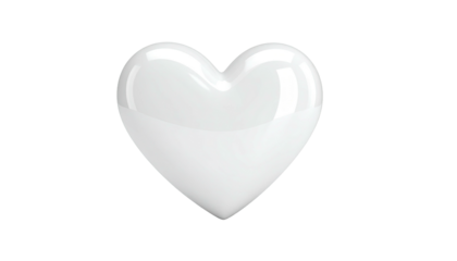 Shiny, glossy white heart shape floats against a stark black background