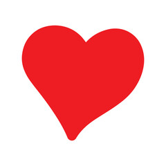 Organic Imperfect Solid Red Heart Shape Simple Handwritten Style Love Symbol Graphic Design Element