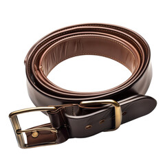 Elegant brown leather belt with a classic gold buckle for men's fashion style