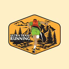 ultra trail run illustration background vector image