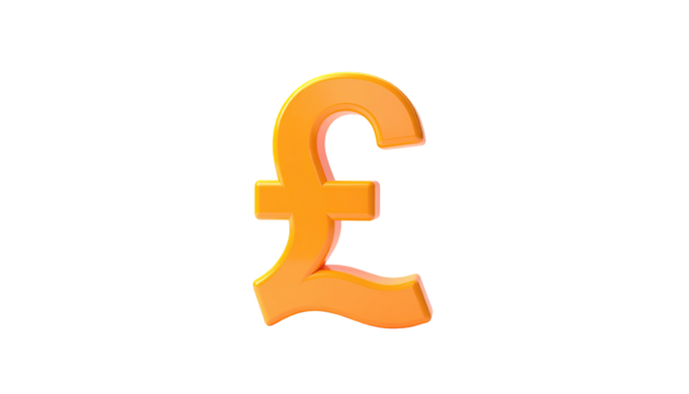 A 3D, shiny golden pound sign floats against a stark black background