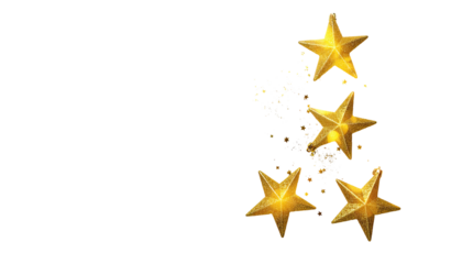 Gold stars of varying sizes, partially clustered on black background
