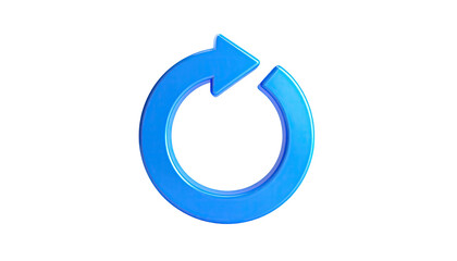 Glossy blue circular arrow icon on a black background, looping back on itself