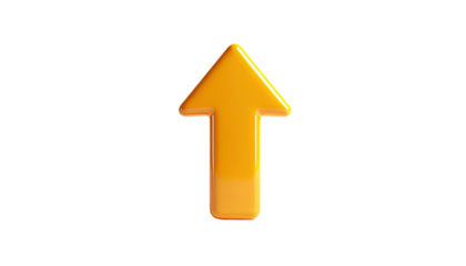A glossy, golden-orange arrow pointing upward against a black background