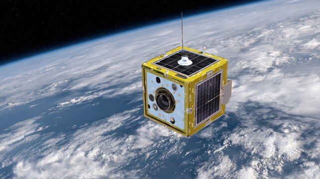 Cuboid satellite above Earth