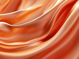Flowing, shiny orange fabric with soft folds, close-up, showing movement
