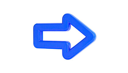 A glossy, electric blue arrow pointing right against a stark black background