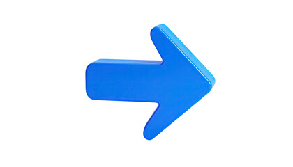 A glossy blue arrow, pointing right, isolated against a solid black background