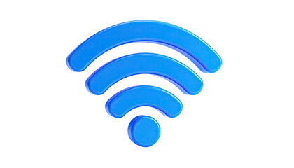 A glowing blue wireless internet symbol against a stark black background