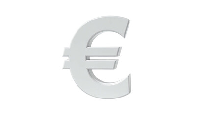 A grey, 3D-rendered euro symbol floats against a solid black background