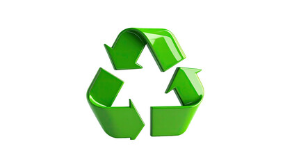 Glossy, three-arrowed, green recycle symbol on a black background