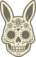 Sugar Skull Bunny Vector Illustration