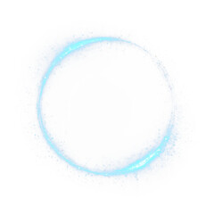 Glowing blue neon ring PNG with abstract energy effects, futuristic design, and sparkling illumination, perfect for vector banners, technology posters, and digital backgrounds