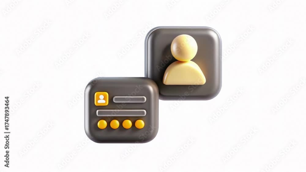 Wall mural illustration of user interface icons representing user profile and settings in a modern design.