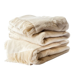 Cozy up with a stack of soft cream colored blankets perfect for winter relaxation