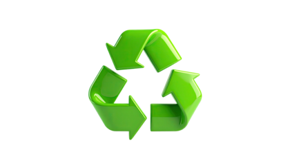 Shiny green recycling symbol with arrows on a black background