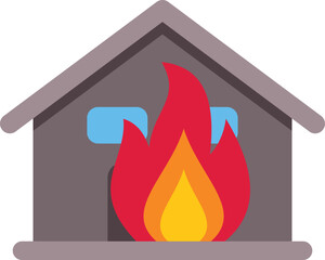House burning with large flames, depicting fire damage, property loss, and the importance of fire safety measures